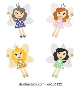 four elfs on white background