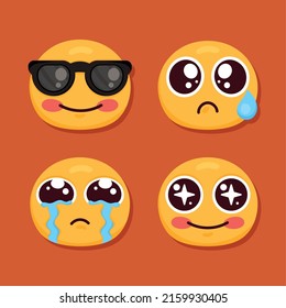 four emoticons characters set icons