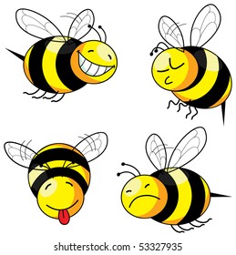 Four Emotion Bee Comic Character Vector Stock Vector (Royalty Free ...