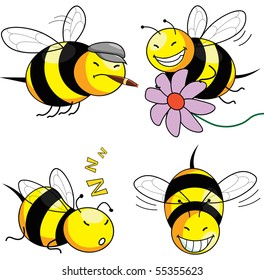 Four Emotion Bee Comic Character Vector Stock Vector (Royalty Free ...