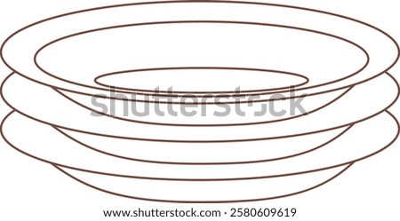 Four empty brown dinner plates are stacked one above the other, creating a simple yet evocative image of tableware, ready for a meal or a culinary presentation