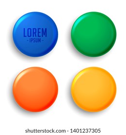 four empty magnet badges set