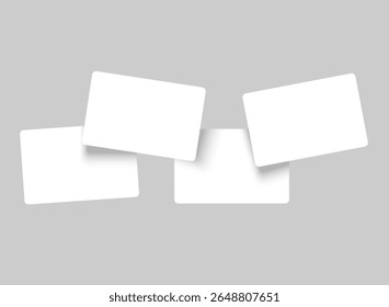 Four empty playing cards mockup.Vector set of blank cards deck of poker hand, gambling business, credit card, business card, game card, note cards, greeting card, invitation