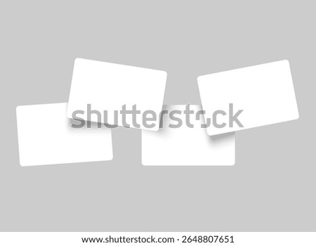 Four empty playing cards mockup.Vector set of blank cards deck of poker hand, gambling business, credit card, business card, game card, note cards, greeting card, invitation