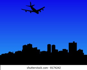 Four Engine plane arriving at Fort Worth illustration