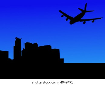 cuatro aviones de motor llegando a la ilustración de Minneapolis