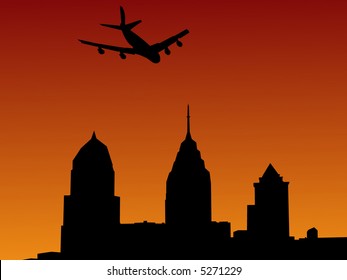 four engine plane arriving at Philadelphia Pennsylvania