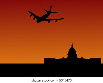 four engine plane arriving in Washington DC