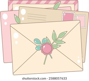 Four Envelopes. Cute and Simple Style.