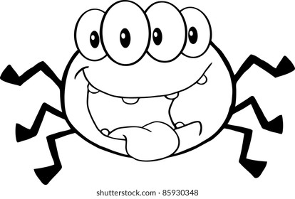 Four Eyed Black And White Spider
