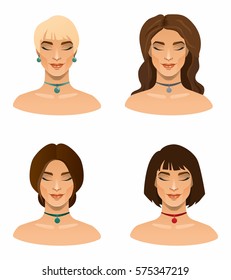 Four face girl. vector drawing