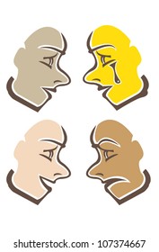 Four faces with different expressions.