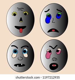 four faces with different expressions