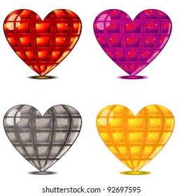 Four faceted hearts
