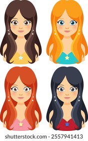 Four fairies with different hair colors