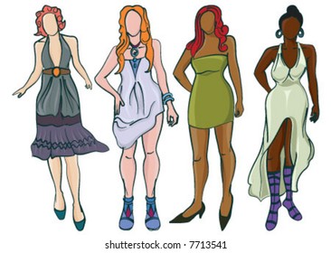 Four Fashion Models Standing Stock Vector (Royalty Free) 7713541 ...