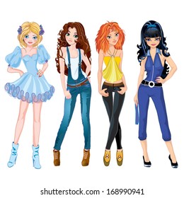 four fashionable dressing girls