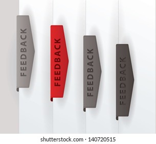 Four feedback buttons. Colorfully ribbons in modern design. Four different colors. Modern design element for website.