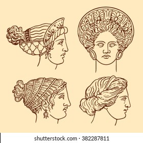 four-female-ancient-head-on-260nw-382287