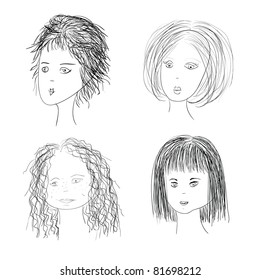 four female heads