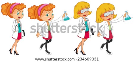 Four female scientists in uniform