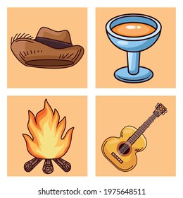 four festa Junina set icons
