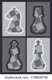 Four figure of chess in paper style