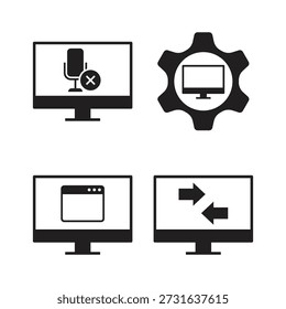Four filled icons for configuration and data exchange