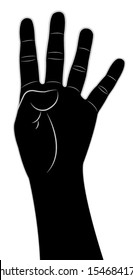 four fimgers up, hand vector