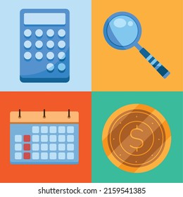 four finances and money set icons