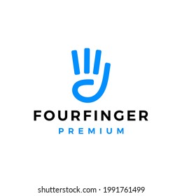 four finger hand gesture logo vector icon illustration