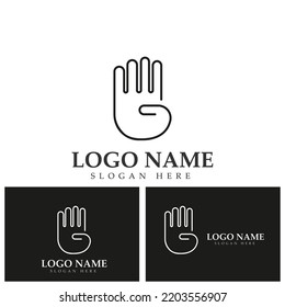four finger hand gesture logo vector icon