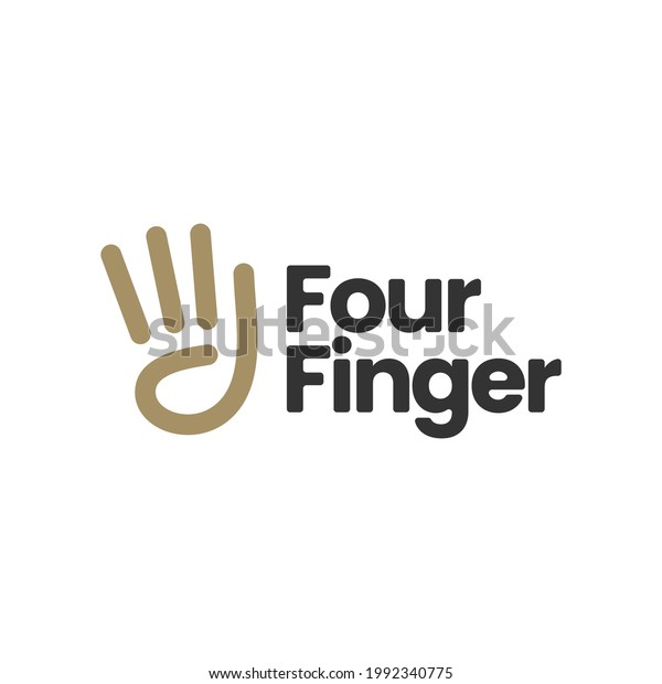 four\
finger hand gesture logo vector icon\
illustration