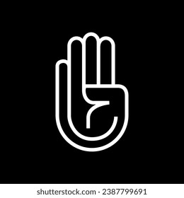 four finger hand line style simple minimalist logo design vector icon illustration svg