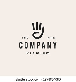 four finger hipster vintage logo vector icon illustration