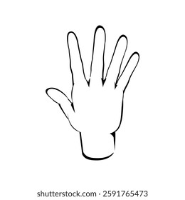 Four finger up or number count concept design vector illustration, Back hand view sketch Line art