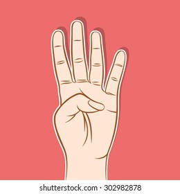 four finger up or number count concept design vector