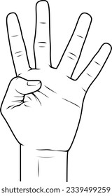 four finger sign for object illustration svg