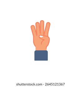 Four finger vector icon. Hand gesture icon flat style. perfect use for logo, presentation, website, and more. modern icon design color style