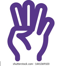 Four fingers hand gesture with front of the hand