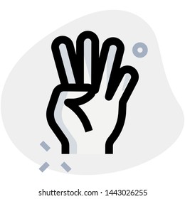 Four fingers hand gesture with front of the hand