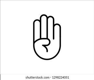 Four fingers up hand gesture outline icon. Hand gestures icon. Vector illustration