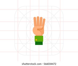 Four Fingers Up Icon
