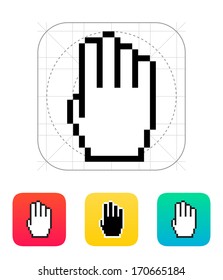 Four fingers. Pixel hand cursor icon. Vector illustration.