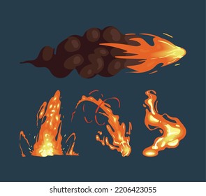 four fires flames set icons