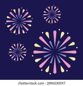 four fireworks explosion set icons