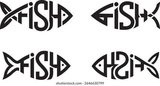 four fish typography logo design
