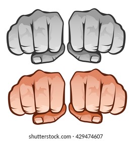 Four fists. Vector illustration.