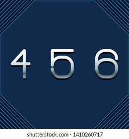 four five six number metallic font with lines in corners
