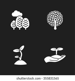 four flat eco icons